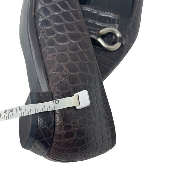 Prada 37 Leather Pointy Toe Brown Low Block Heel Pumps Metal Italy Womens - Picture 14 of 14